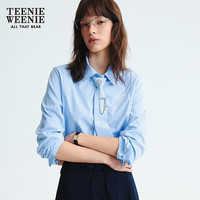 TEENIE WEENIE 小熊女装春秋气质学院风可拆卸领带 长袖衬衣 蓝色