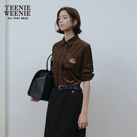 TEENIE WEENIE 小熊 复古灯芯绒长袖衬衣上衣 棕色