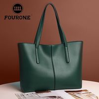 FOUR ONE 欧美时尚单肩包包女真皮质感大容量通勤托特包手提大包包