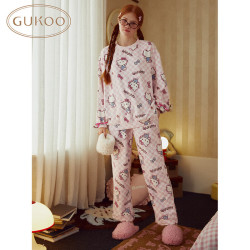果壳 睡衣冬季HelloKitty联名新款甜美保暖女士家居服套装