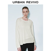 URBAN REVIVO UWM450007 假两件设计感宽松长袖T恤 本白 S