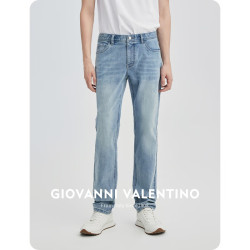 GIOVANNI VALENTINO 男士棉质直筒牛仔裤
