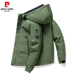 皮尔·卡丹 冬季新款休闲百搭纯色连帽情侣棉服