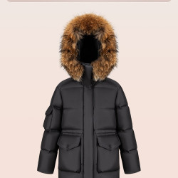 美力城 泡芙鹅绒服毛领保暖新款外套羽绒服男女015