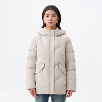 千仞岗 秋冬季新款羽绒服女短款连帽外套百搭休闲通勤简约时尚保暖防寒服 沙丘色 M (165)