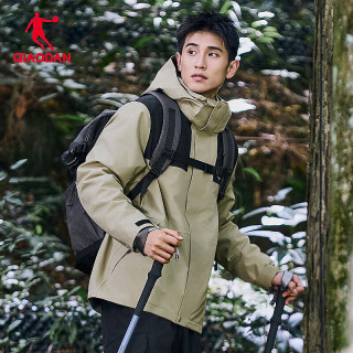 乔丹 三合一山神冲锋衣男外套风衣户外防泼水夹克 橡木色/黑色(含内胆) 180/XL