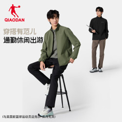 乔丹 软壳衣外套男士风衣秋冬季保暖运动休闲商务夹克 黑色 XL