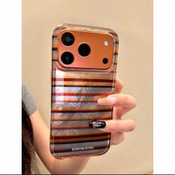C 【真液态硅胶|裸机手感】风复古撞色条纹 iPhone11-17系列苹果手机壳