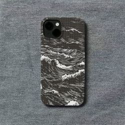 C 【真液态硅胶|裸机手感】海浪波浪黑 iPhone11-17系列苹果手机壳