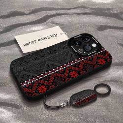 C 【真液态硅胶|裸机手感】红色复古花纹 iPhone11-17系列苹果手机壳