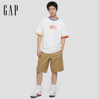 Gap 男女装秋季纯棉logo印花宽松圆领短袖T恤上衣866079 白色 L (175/96A)亚洲尺码