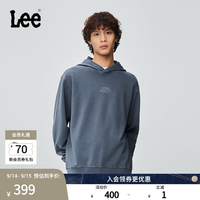 Lee 舒适版字母Logo印花复古男连帽长袖卫衣休闲
