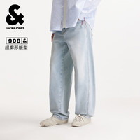杰克琼斯 杰克·琼斯（JACK&JONES）男装26年秋季新款908廓形牛仔裤男直筒宽松阔腿裤潮流浅色弯刀裤