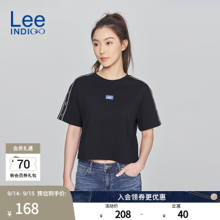 Lee 26新款舒适版经典圆领短款黑色女士短袖T恤