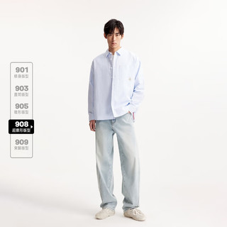 杰克琼斯 26年秋季908廓形直筒宽松牛仔裤 C40浅牛仔蓝 W34/L32