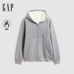 Gap 男女装秋logo刺绣加绒宽松连帽卫衣
