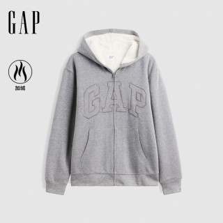 Gap 男女装秋logo刺绣加绒宽松连帽卫衣美版000910111 灰色 S 美码M亚洲码175/92A