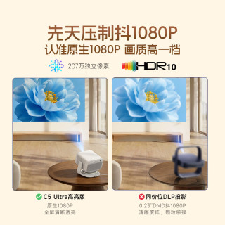 大眼橙 C5 Ultra高亮版云台投影仪家用超高清卧室投影机影院看球沙姆清晰技术