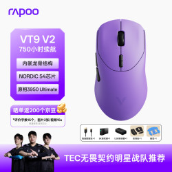 雷柏 VT9 V2版 PAW3950引擎 电光紫 无线双模游戏鼠标