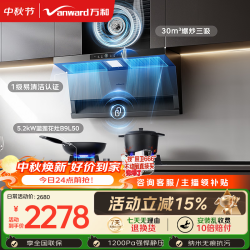 万和 油烟机顶侧双吸抽排30风量大吸力5.2kW燃气灶V9LPlus+B9L50(天然气)