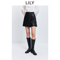 LILY 2026春新款复古休闲百搭气质通勤深色裙裤女A字直筒阔腿短裤 510黑 L