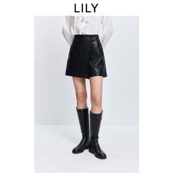 LILY 2026春新款复古休闲百搭气质通勤深色裙裤女A字直筒阔腿短裤 510黑 L