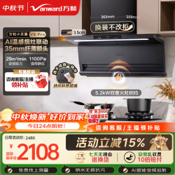 万和 顶侧双吸抽排家用29风量5.2KW燃气灶具V9Pro+B9S(天然气)