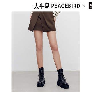 太平鸟 女装半身裙秋季女士韩版时尚斯文不规则短裙 棕色 S