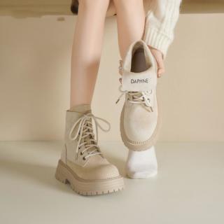 达芙妮 马丁靴女款靴子女秋冬大黄靴两穿女靴子厚底短靴女