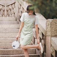 森马 夏季国风新中式气质盘扣罩衫吊带显瘦高级感素雅连衣裙