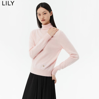 LILY 冬新款女装舒适全绵羊毛柔软通勤毛衣打底衫 120浅粉 S
