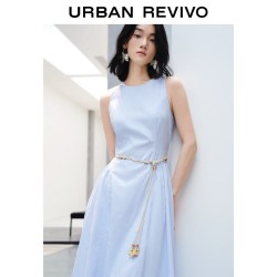 UR UR2026春季新款女装粉彩风魅力花卉暗纹条纹连衣裙UWG760073