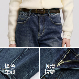 森马 103724124010 修身抓毛小脚裤 女士牛仔裤