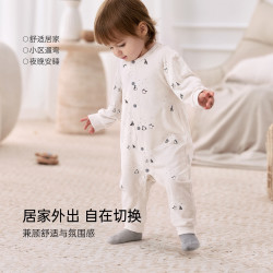 Babylove 婴儿连体衣春秋季纯棉中开哈衣爬服宝宝休闲衣服雪原漫步 雪原漫步 80cm