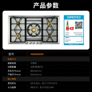 GAGGENAU JZT-VG295250CN 200系列五眼嵌入式燃气灶 天然气