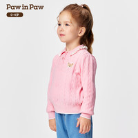 Paw in Paw 卡通小熊童装25年冬季新款女宝翻领毛衣宽松 Pink粉色/25 90