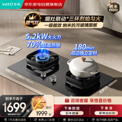 华帝 天然气双灶台5.2KW火力70%高热效升级家用嵌入式双边独立定时纳米抗污可调节底盘猛火灶306D