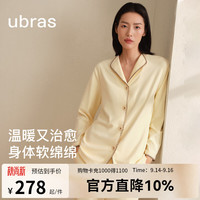 Ubras 奶酪绒开襟秋冬睡衣长袖长裤套装情侣款家居服 女款-奶酪黄色  L