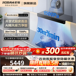 老板 E2顶配款 油烟机灶具套装搭配 30风量1500Pa大静压 ROKi远程智联 超薄AI智控大吸力