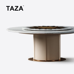 TAZA 原创大理石金葵花电动餐桌  奢石 1.8m 金葵花餐桌带转盘