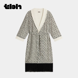 野兽派 tbh野兽派家居梧桐工坊合作系列流苏丝绒双面晨袍女浴袍四季浴衣