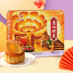 广州酒家 双黄纯白莲蓉七星伴月月饼礼盒 720g*1盒