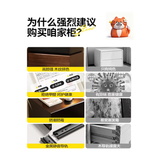 美世达 钢制双抽床头柜 白胡桃拼色