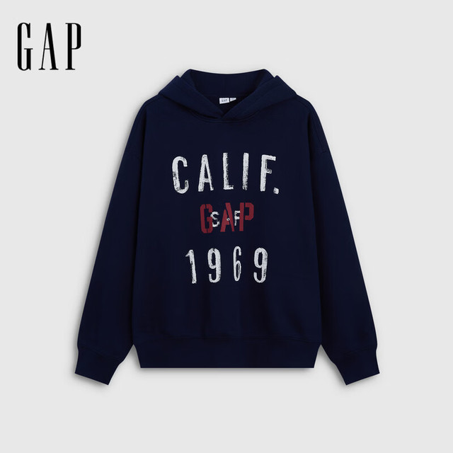 Gap 男女同款！加绒宽松连帽卫衣