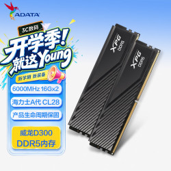威刚 32GB(16GBX2)套装 DDR5 6000 台式机内存条 海力士A-die颗粒 XPG威龙D300（黑色）C28 适配9800X3D