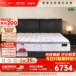 金可儿 Kingkoil）繁星 Luxury真皮床加厚双靠包主卧室床双人床架 1.8米x2米密釉黑