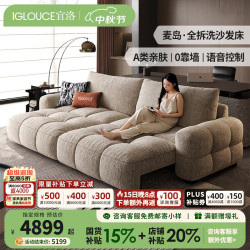 IGLOUCE 电动沙发床新款小户型客厅可伸缩多功能布艺沙发雪尼尔麦岛 大三人