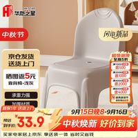 华恺之星 靠背凳子家用塑料凳子可叠放小凳子椅子防滑YK118浅灰