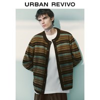 UR UR2026秋季新款男装燕麦格雷撞色条纹针织开衫UMF960042+ 土黄条纹 S