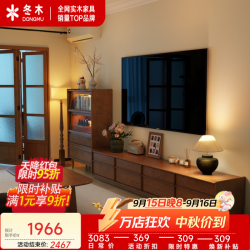 冬木 实木新款中古风落地小户型电视机柜 2.4米骨骼线电视柜(240*40*41CM)